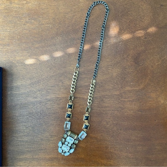 Stella and Dot Phoenix Statement Necklace Black and Gold Rhinestone Art Deco - Picture 5 of 7